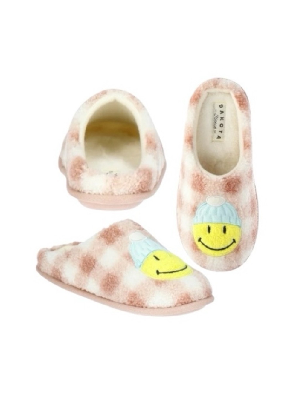 Dakota Fleece Smiley Face Slippers